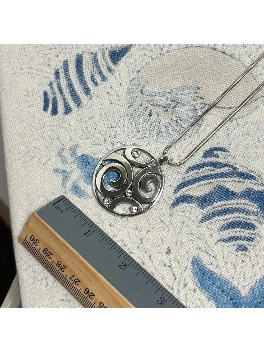 Brighton London Groove Necklace Silver Plated Crystals Swirl Design - Picture 7 of 14